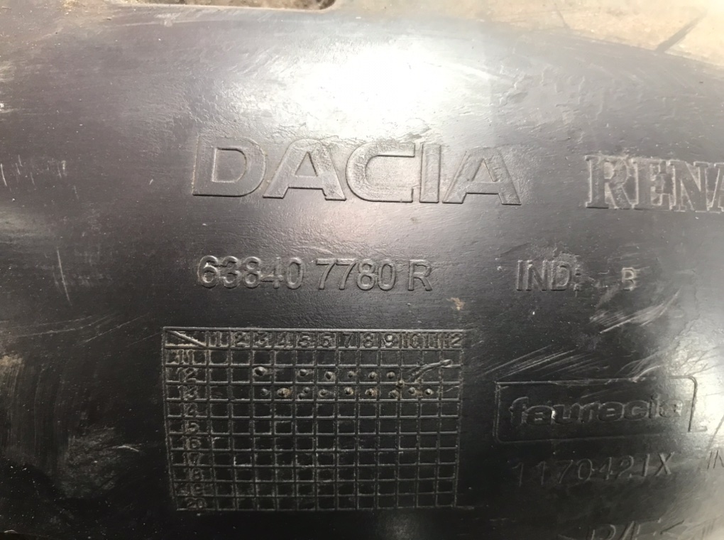 Защита арок передняя правая (подкрылок) для Dacia Sandero, 2013 г. 0.9 TCE бензин б/у — фото 5