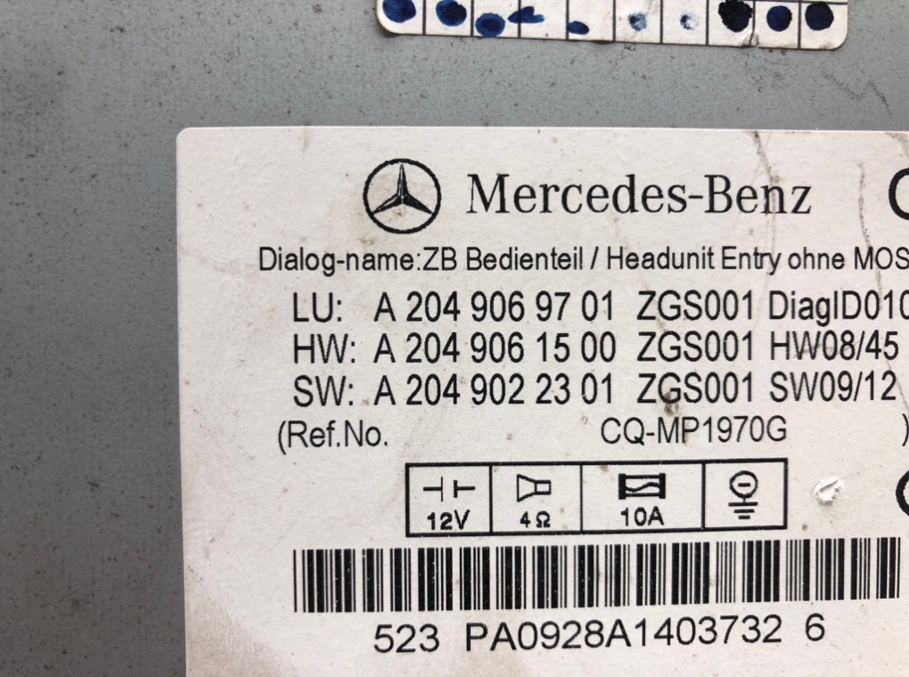 Магнитола для Mercedes C W204, 2010 г. 2.2 CDi дизель б/у — фото 7
