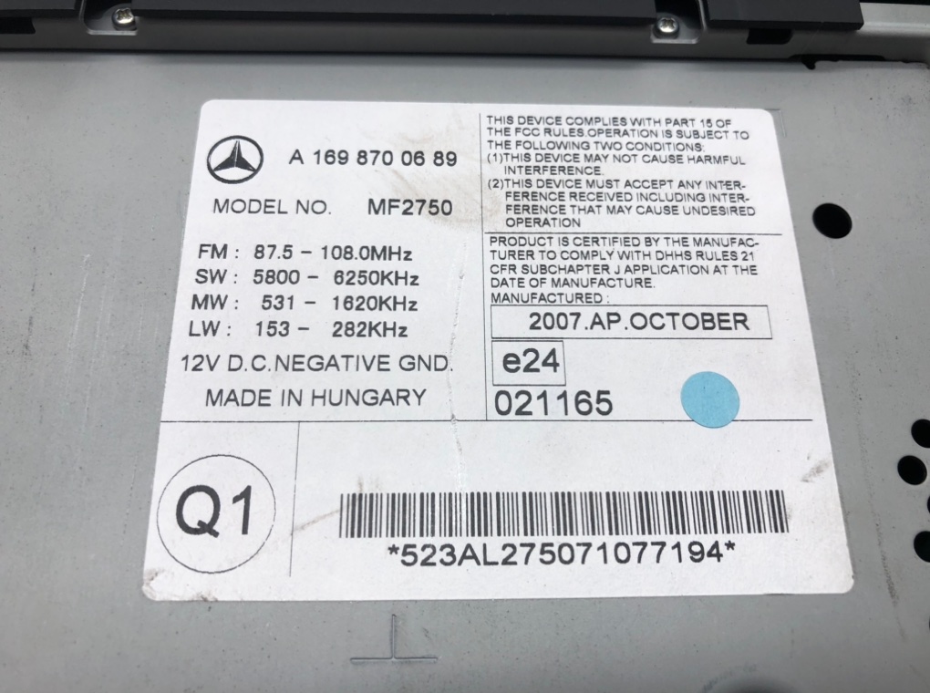 Магнитола для Mercedes B W245, 2007 г. 2.0 CDi дизель б/у — фото 7