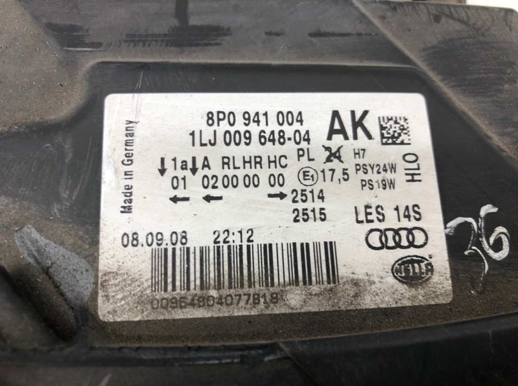 Фара правая для Audi A3, 2008 г. 1.9 TDi дизель б/у — фото 7