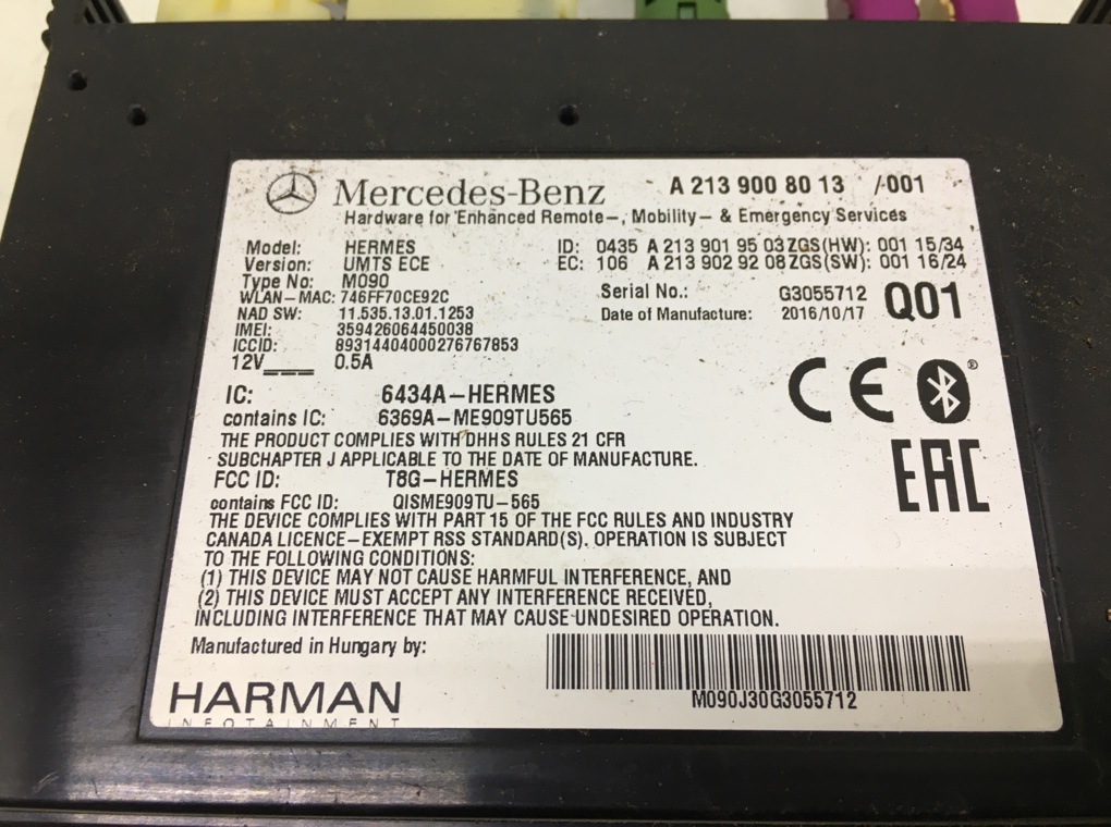 Блок Bluetooth для Mercedes A W176, 2016 г. 2.2 CDi дизель б/у — фото 5