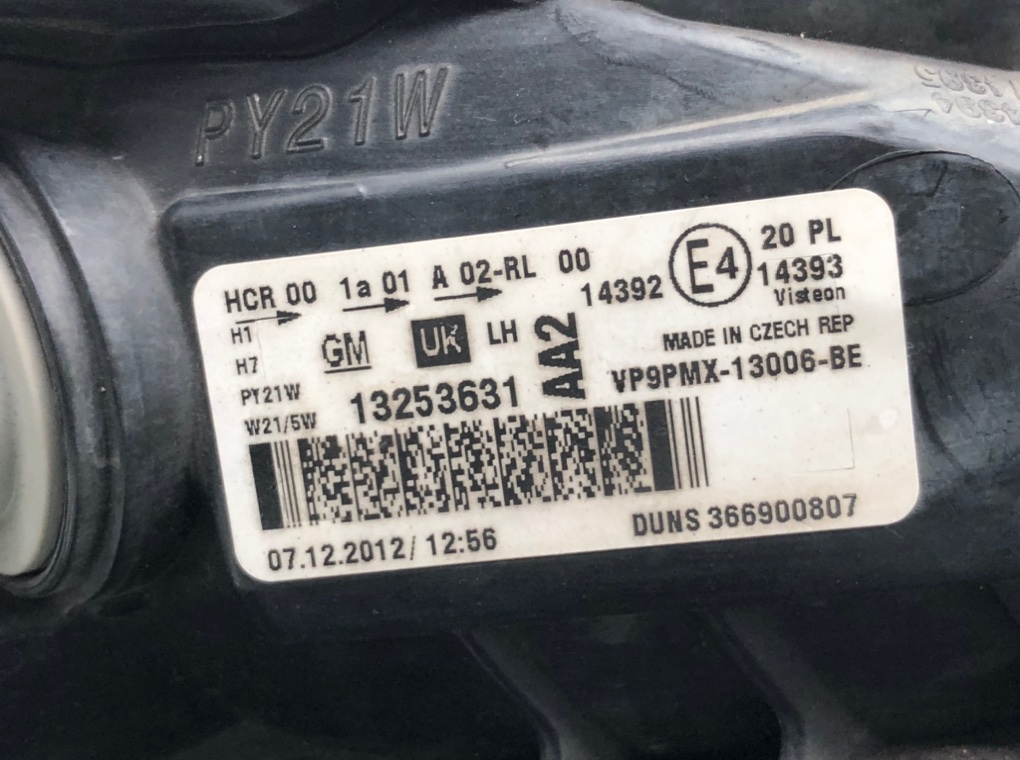 Фара левая для Opel Meriva, 2013 г. 1.4 Ti бензин б/у — фото 6