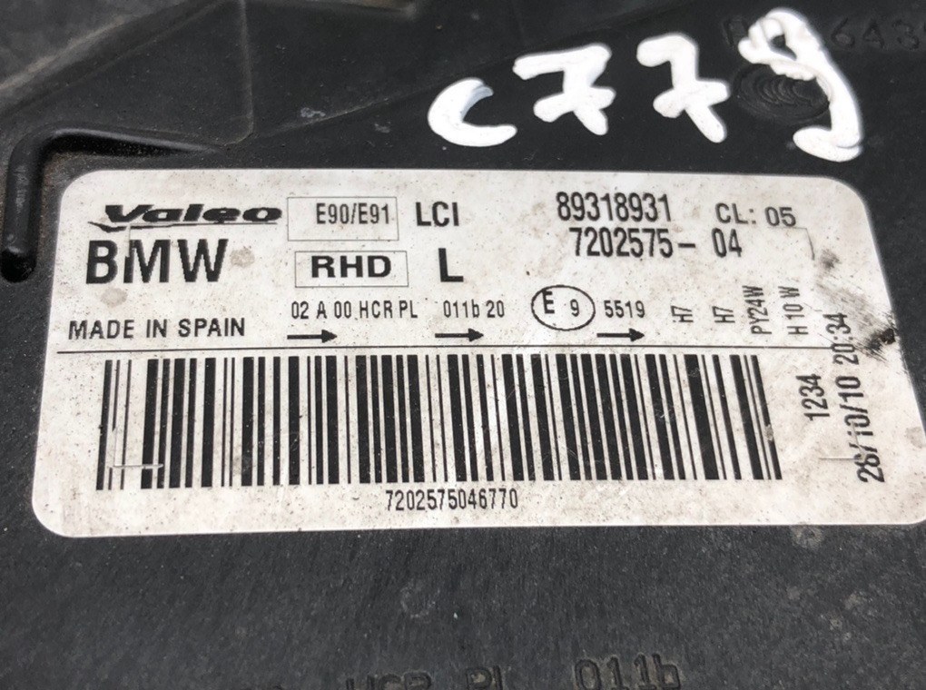 Фара левая для BMW 3 E90/E91/E92/E93, 2010 г. 2.0 TD дизель б/у — фото 5