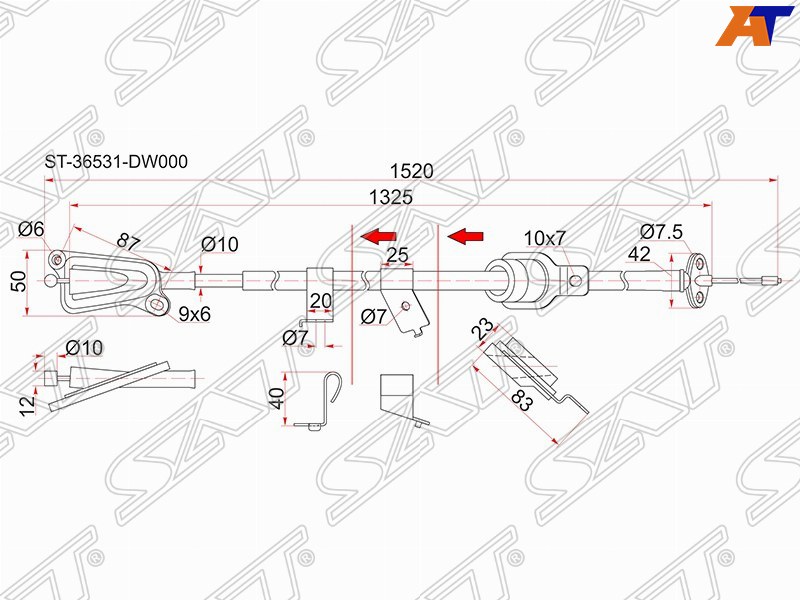 Трос ручника Nissan Wingroad Y11 левый