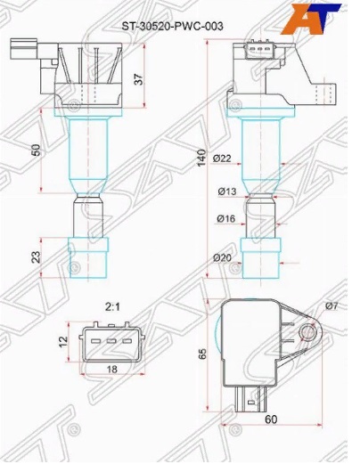 КАТУШКА СВЕЧИ ЗАЖИГАНИЯ HONDA CITY ZX / JAZZ L15A1 04- ST-30520-PWC-003 Тайвань