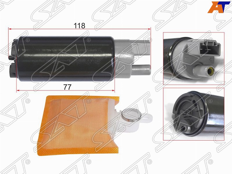 НАСОС ТОПЛИВНЫЙ УНИВЕРСАЛЬНЫЙ БЕНЗОНАСОС 12V, 3BAR, 130L / H, V=2000-4000 2JZ-GE, 1UZ-FE, 2TZ-FZE ST-FP05 Тайвань