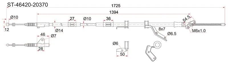 Трос ручника Toyota Caldina ST195 92 задний правый