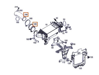 Патрубок интеркулера MERCEDES-BENZ C-Class W205 M274