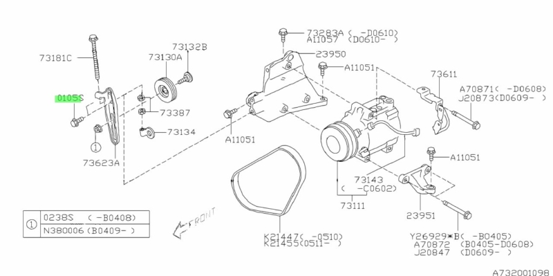 Фланцевый болт натяжителя ремня кондиционера(original) Forester SF5