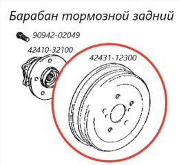 Запчасть барабан тормозной задний Toyota Allion 2007