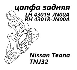 Цапфа задняя левая Nissan Teana 2009