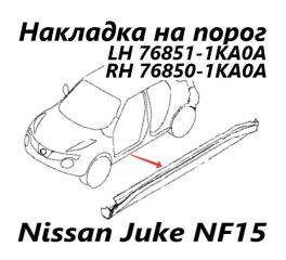 Накладка на порог наружная левая Nissan Juke 2012