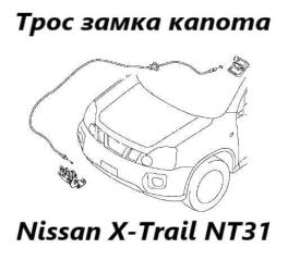 Трос замка капота Nissan X-Trail 2012