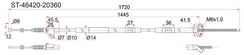Трос ручника правый TOYOTA CORONA новая Трос ручника правый TOYOTA CORONA