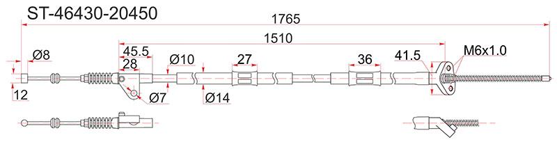 Трос ручника левый TOYOTA CORONA новая Трос ручника левый TOYOTA CORONA