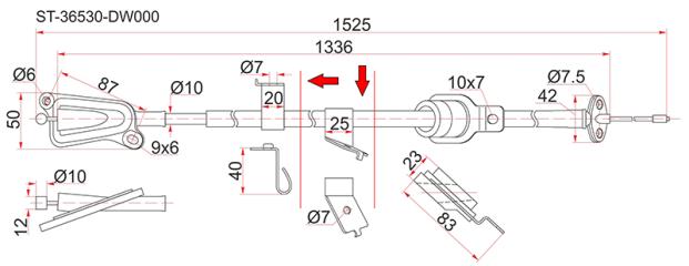 Трос ручника правый NISSAN WINGROAD новая Трос ручника правый NISSAN WINGROAD