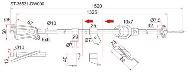 Трос ручника левый NISSAN WINGROAD новая Трос ручника левый NISSAN WINGROAD