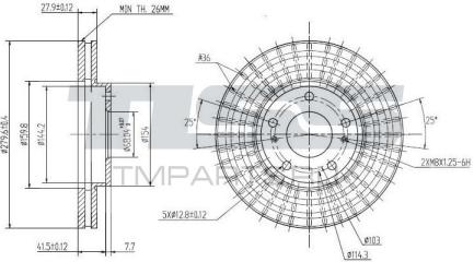 Тормозной диск передний Nissan Avenir PNW11 QR20DE