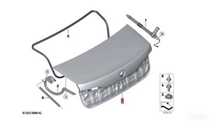 Запчасть крышка багажника задняя BMW 7 2022-2025