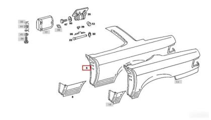 Запчасть крыло заднее левое Mercedes SL 1971-1989