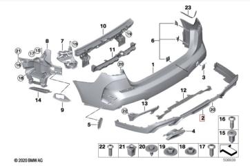 Запчасть накладка бампера задняя BMW 2 2014-2021