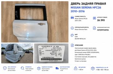 Дверь боковая задняя правая Nissan Serena 2012 контрактная Дверь боковая задняя правая Nissan Serena 2012