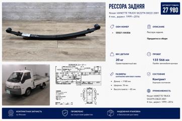 Рессора задняя Nissan VANETTE TRUCK 2001