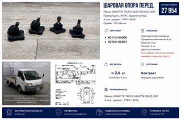 Шаровая опора передняя Nissan VANETTE TRUCK 2001