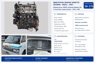 Двигатель Nissan Vanette 1997