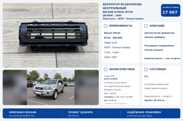 Запчасть дефлектор воздуховода центральный Nissan X-Trail 2005
