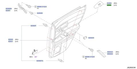 Накладка кнопок стеклоподъемника задняя левая FX35 2003 S50 VQ35DE