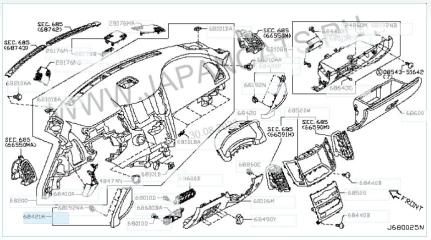Накладка на торпедо левая FX35 2009 S51 VQ35HR