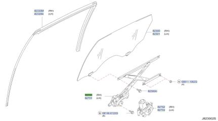 Стеклоподъемник задний правый FX35 2003 S50 VQ35DE