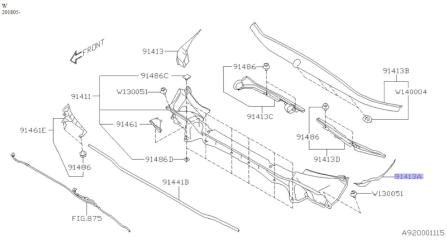 Уголок жабо правый передний SUBARU FORESTER SK5 91423SJ004 4 ракурс