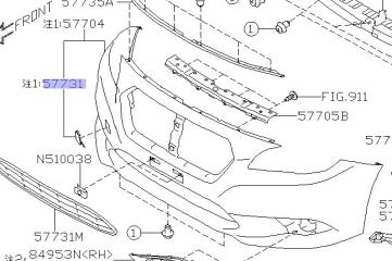 Заглушка бампера передняя SUBARU LEGACY BN9 FB25 57731AL160 4 ракурс