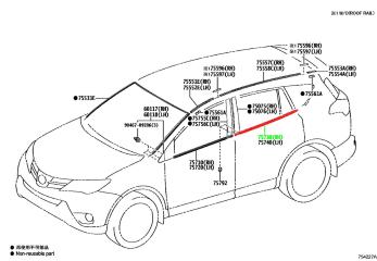 Молдинг на дверь задний правый TOYOTA RAV4 ALA40 | ALA41 | ALA49 | ASA42 | ASA44 | AVA42 | AVA44 | WWA42 | ZSA42 | ZSA44 75730-42040 новая