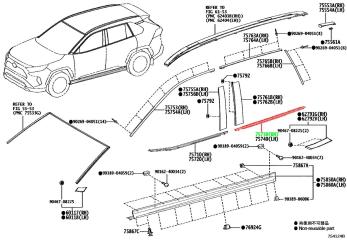 Молдинг на дверь задний правый TOYOTA RAV4