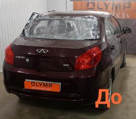 Запчасть стекло заднее Chery Bonus A13 2011-2016